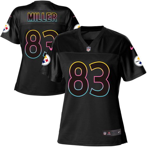 Nike Steelers #83 Heath Miller Black Women's NFL Fashion Game Jersey